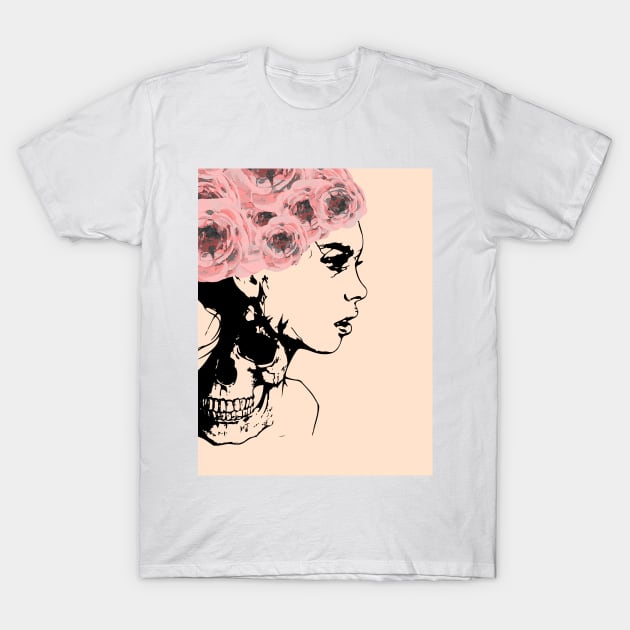 Skull flowers girl T-Shirt by asperillafdz